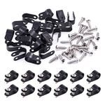 Swpeet 120 Pack Black 3/8 Inch Nylon Plastic R-Type Cable Clips Clamp Kit, Nylon Screw Mounting Cord Fastener Clips with 120 Pack Screws for Wire Management (3/8 Inch, Black)