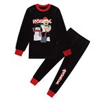 ALAMing Boys Pyjama Sets Winter Autumn Christmas Xmas Pajamas Black Red Pjs (Black, 8-9 Years)