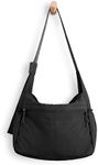 ODODOS 20L Crossbody Tote Bag Large Capacity Lightweight Hobo Shoulder Sling Bags for Gym Shopping Beach Travel, Black