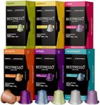 Bestpresso Coffee for Nespresso Original Machine 120 pods Certified Genuine Espresso Variety Pack includes one pack of decaf coffee, Pods Compatible with Nespresso Original