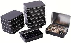 12 Pack Empty Rectangular Metal Storage Organizer Tins with Clear Window Hinged Lids for Small Items and Other Craft Projects, 4.5 x 3.3 x 0.9 inch (Black)