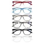 Kerecsen 6 Pack Ladies Reading Glasses Blue Light Blocking Spring Hinge Fashion Readers Computer Eyeglasses Women/Men (6 Pack Mix Color, 3.00, Diopter)