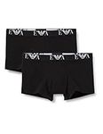 Emporio Armani Men's Stretch 2-pack Trunk Boxer Shorts, Black, M UK