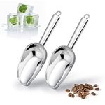 Ice Scoop Set of 2, Joyfair 3oz Stainless Steel Mini Food Scoops for Kitchen Bar Buffet Party, Metal Flour Candy Pet Scooper for Multi-Purpose Use, Sturdy & Durable, Mirror Finished & Dishwasher Safe