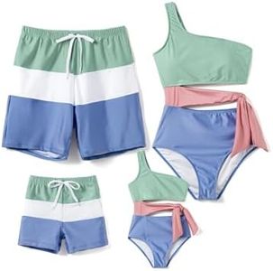 PATPAT Matching Swimsuits for Family Fun Bathing Suit Swim Trunks Pearly Subtle Shine Fabric Color Blocks Couples Matching His and Hers Swimwear Beach Shorts for Men XXL