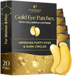 PLANTIFIQUE Gold Under Eye Patches for Puffy Eyes and Dark Circles 20 Pairs Under Eye Masks for Dark Circles and Puffiness Eye Gels with Collagen & Caffeine Anti Aging Gold Eye Mask Skincare