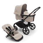 Bugaboo Fox 5 All-Terrain Stroller, 2-in-1 Baby Pushchair, Full Suspension, Easy Fold, Spacious Bassinet, Extendable Toddler Seat, One-Handed Manoeuvrability, Black Chassis and Desert Taupe Canopy