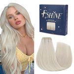 fshine Weft Hair Extensions Human Hair 18 Inch 100g White Blonde Remy Hair Extensions Sew in Human Hair Blonde Double Weft Hair Extensions Straight Hair for Women