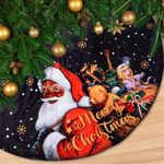 Lanpn 48 Inch Black Santa Christmas Tree Skirt, Black Flannel Santa Claus African American Xmas Tree Skirts for Winter Holiday Indoor Christmas Tree Decoration 48'' / 120cm