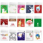 KUUQA 300 Pcs Christmas Cookie Treat Bags Candy Bags Self Adhesive Clear Cookie Bags Trick Cello Treat Bags for Party Gift Supplies(15 Styles)