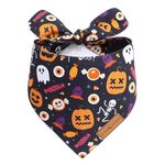 LunaMarie - Luxury Cat and Dog Bandanas - Halloween Designs | Premium Silky Poly Fabric | 100% Handmade Custom Shape Dual Layered Small, Medium, Large Cat Scarf (Trick-Or-Treat, Medium)