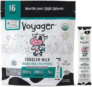 Voyager Toddler Milk On The Go, USDA Organic Shelf Stable Whole Milk Powder, Great for Travel, No Refrigeration, Gluten Free with No GMO's and No Antibiotics for Kids, 16 Sachets of 15g