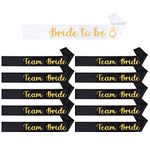 Yueshop 11PCS Hen Party Sashes, Team Bride Strap Bachelor Party Eco-Friendly & Durable Bachelorette Party Sashes Great For Wedding, Bridal, Bachelorette Party (White+Black)