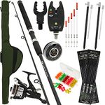 DNA Leisure Carp Fishing Stalking Setup With Black 8FT 2TC Rod Holdall Reel Bite Alarm and Tackle