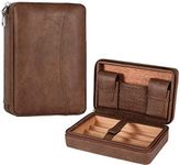 GALINER Cigar Leather Travel Humidor Box Cedar Wood Portable Cigar Case Humidifier Hygrometer Fit 4 Cigars