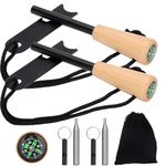 Flint and Steel Fire Starter Kit, 2 Sets Fire Steel Magnesium Ferrocium Rod Firesteel Ferro Rod Fire Starter with Scale Scraper & Whistle Bushcraft Equipment for Travelling Camping Hiking