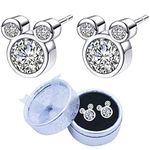 Silver Earrings Sterling, Cute Dazzling Mouse Shaped Earrings Cubic Stud Set