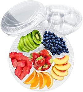 12 Pack Plastic Appetizer Trays with Lids,Disposable Compartment Serving Platters,6 Sectional Catering Trays for Serving Food