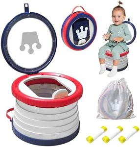 2025 Upgraded Portable Potty Training, Foldable Toilet,Travel Potty for Toddler, Apply to Seat Emergency Toilet for Camping, Outdoor, Car, Indoor, Including 3 rolls of garbage bags(Red-blue)