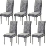 HZDHCLH Chair Covers Set of 4/6 Stretch Modern Chair Slipcovers for Dining Room Kitchen Wedding Party Washable Chair Protector (6pcs,grey leaf)