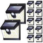 12Pack Solar Lights Outdoor Motion Sensor Lights 3 Modes, Solar Powered Security Lights, Solar Security Lights Wireless Waterproof with 180 Degree Wide Angle IP65 Waterproof for Deck Garage Animal