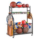 Mythinglogic Sports Equipment Garage Organizer,Garage Ball Storage for Sports Gear and Toys, Rolling Ball Cart with Wheels for Indoor/Outdoor Use