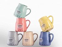 KELVEE Glass Tea Cups Set Of 6, Coffee Mugs With Handle Transparent Drinking Cup For Milk, Cappuccino, Hot Chocolate & Cold Beverages (Ceramic), 180 ML