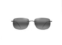 Maui Jim Ohai Rectangular Sunglasses, Gloss Black/Neutral Grey, Large