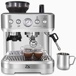 ACONEE Espresso Machine with Grinder and Milk Frother, 15 Bar Pump Cappuccino Latte Machine with Burr Conical Grinder, 58mm Extraction Bowl, Steam Wand, Auto-purge, 15 precision grind, Stainless Steel