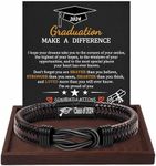 Btysun 2024 Graduation Gifts, Graduation Gifts for Him Leather Bracelet for Men College High School Class of 2024 Gifts Make a Difference Infinity Knot Jewelry