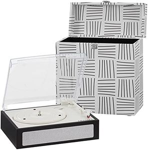 Crosley CR6041A-BW Fusion 3-Speed Bluetooth Turntable and Record Carrying Case Combo, Black and White
