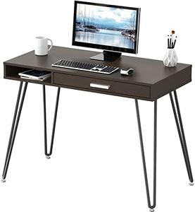 SHW 100cm Computer Desk with Drawer and Hairpin Leg, Espresso