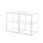 YHANEC 2-Pack Clear Acrylic Storage Box with Divider Plate, Acrylic Display Case with Magnetic Door, for Purse, Handbag, Shoes, Cosmetic. Dustproof and Waterproof, Organized and Stackable, XXL Size