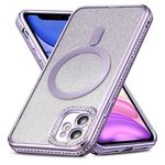 ZCDAYE Case for iPhone 11 with Diamond Decorated, iPhone 11 Phone Case Compatible with Wirless Charging, Purple Edge Electroplated Soft TPU Case Cover, Purple