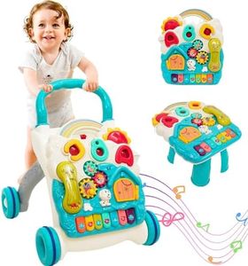 Primi Passi per Bambini, 3 in 1 Girello per Bambini, Piastra da Gioco Rimovibile, Centro di Attività Educativa Precoce, Girello Bambino per Imparare a Camminare, Giocattolo per Bambini 12+ Mesi