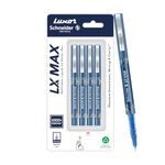 Luxor Schneider, LX MAX roller ball pen, Pack of 4 - Blue, Needle Tip, 0.5mm, 100% German Technology, 1000+ mtrs writing length, Waterproof Ink, Ideal for Students & Professionals