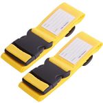 OW-Travel Personalised Luggage Straps for Suitcases (2 Pack Yellow) Easy to Spot Sturdy Suitcase Straps with Luggage labels. Luggage Strap Travel Belt for Suitcase Bag Baggage. Bag Strap Case Belts