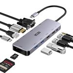 ICZI USB C Hub, Docking Station with 4K HDMI, 11-in-1 USB Hub USB C Multiport Adapter, HDMI 4K, 4 USB 3.0/2.0, 3.5mm Audio, RJ45, VGA, PD 100W, SD/TF