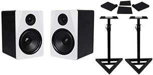 Rockville Pair APM8W 8" 2-Way 500 Watt Powered USB Studio Monitors+Stands+Pads