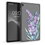 kwmobile TPU Silicone Case Compatible with Samsung Galaxy Tab S6 Lite (2024/2022/2020) - Case Soft Flexible Protective Cover - Lavender Flowers Violet/Turquoise/Transparent