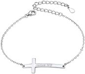 PROSILVER Sideway Cross Bracelet 925 Sterling Silver Minimalist Womens Bracelets Customized Name ID Bracelet