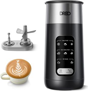 DREO 8-in-1 Electric Milk Frother, 435ml Stainless Steel, Silent Steamer & Hot Chocolate Maker