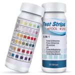 Pool Spa PH Test Strips,6 in 1 Water Quality Testing Strips Kit for Hot Tubs, Swimming Pools,Accurate Quick Detection of pH, Free Chlorine/Bromine, Total Alkalinity, Cyanuric Acid and Total Hardness