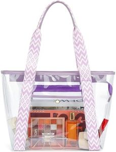 Fammart Clear Beach Bag for Women, Large Clear Tote Bag for Stadium Events - Zipper Closure, Waterproof, Sandproof