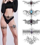 Roarhowl Lace Tattoos, Large Sexy Temporary Tattoo Set, Temporary Tattoos For Women, Belly Back Waist Thigh Body Art Fake Tattoos (Set 1)