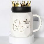 BonZeal Ceramic Anniversary Gift for Mom Wife Queen Mug for Women Girls Tea Coffee Cup Gift for Anniversary, Birthday Gift for Girls, Wedding Gift Pack of 1 450 ml