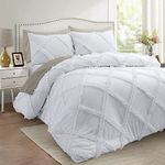 Comforter Set King Size Bedding – 3 Piece Farmhouse Bedding Set Cover Ruffle & Lightweight Comforter and Pillow Case Vintage Bedding for Bedroom as Home Bed Set Boho Chic Comforter for Luxury Comfort