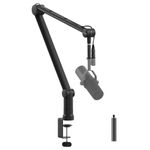 IXTECH Boom Arm Mic Stand with Extension Tube Upgraded Microphone Arm for Shure SM7B MV7 Blue Yeti Sturdy Stainless Steel Mic Arm Desk Stand Foldable Scissor Arm Microphone Mount for Podcast Gaming