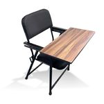 Faburaa Wrought Iron Eduseat Foldable Study Chair With Cushion & Adjustable Writing Pad - Black