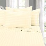 Elegant Comfort Best, Softest, Coziest 6-Piece Sheet Sets! - 1500 Thread Count Egyptian Quality Luxurious Wrinkle Resistant 6-Piece DAMASK STRIPE Bed Sheet Set, Queen, Ivory-Cream